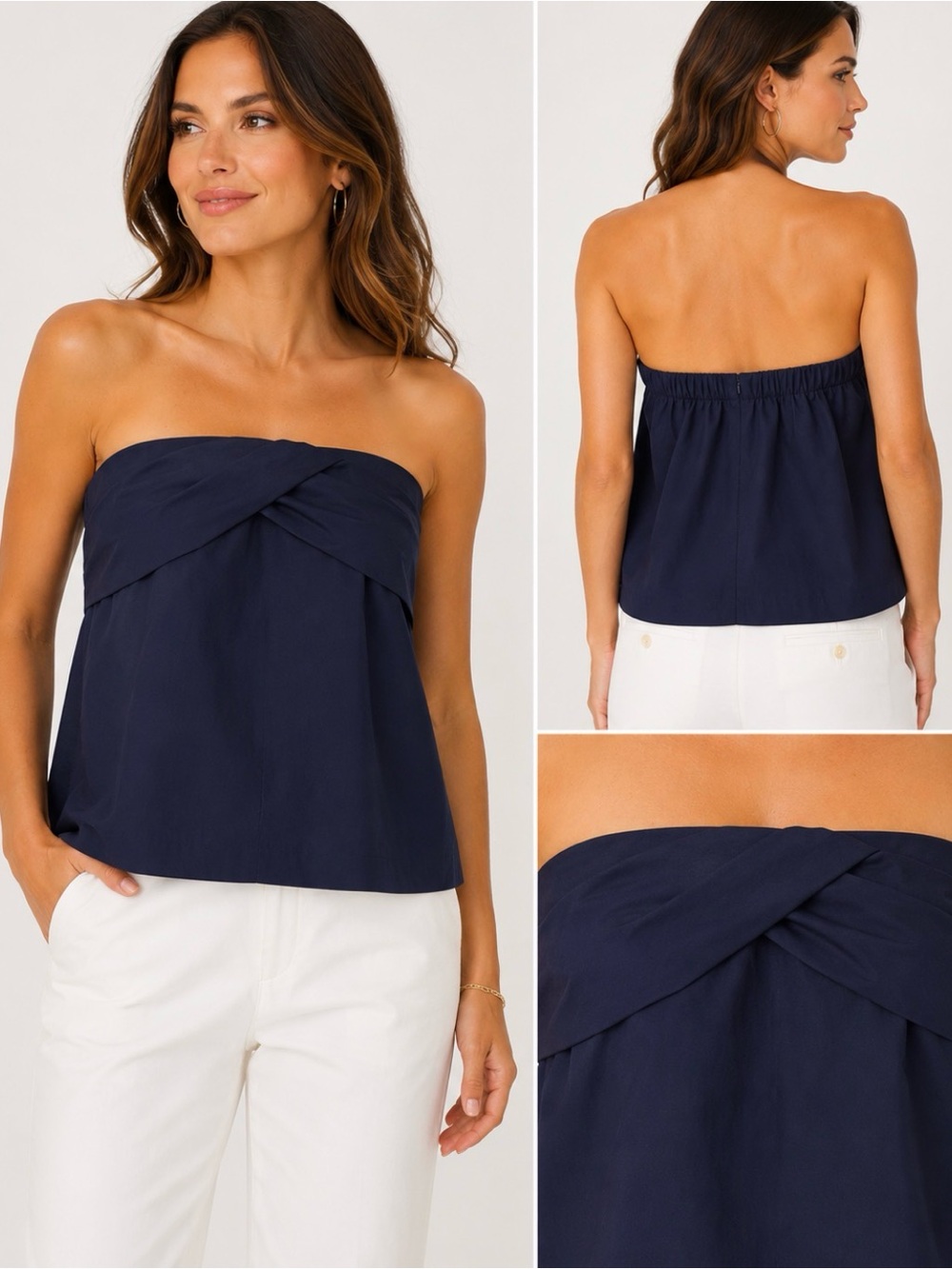 J. Crew Navy Blue Strapless Top - Off-Shoulder Style